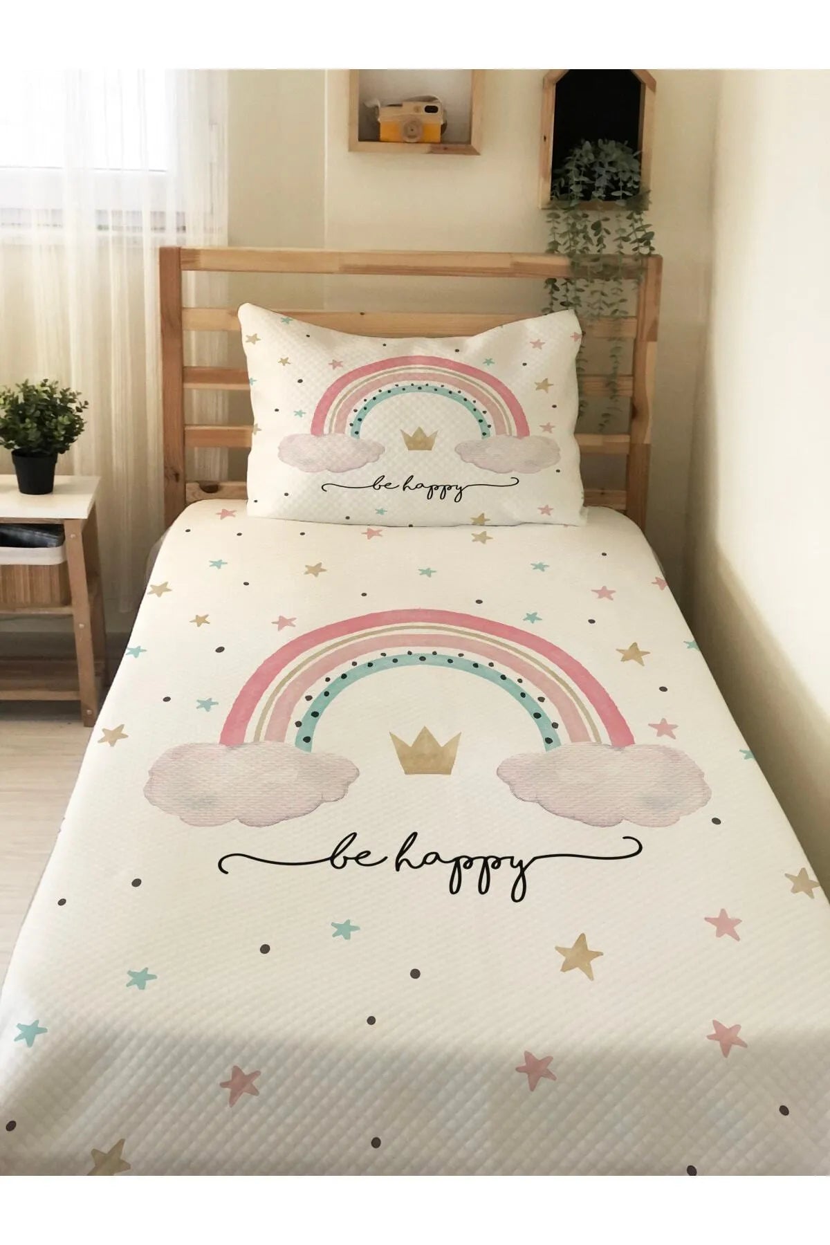 Rainbow bed cover-BE HAPPY