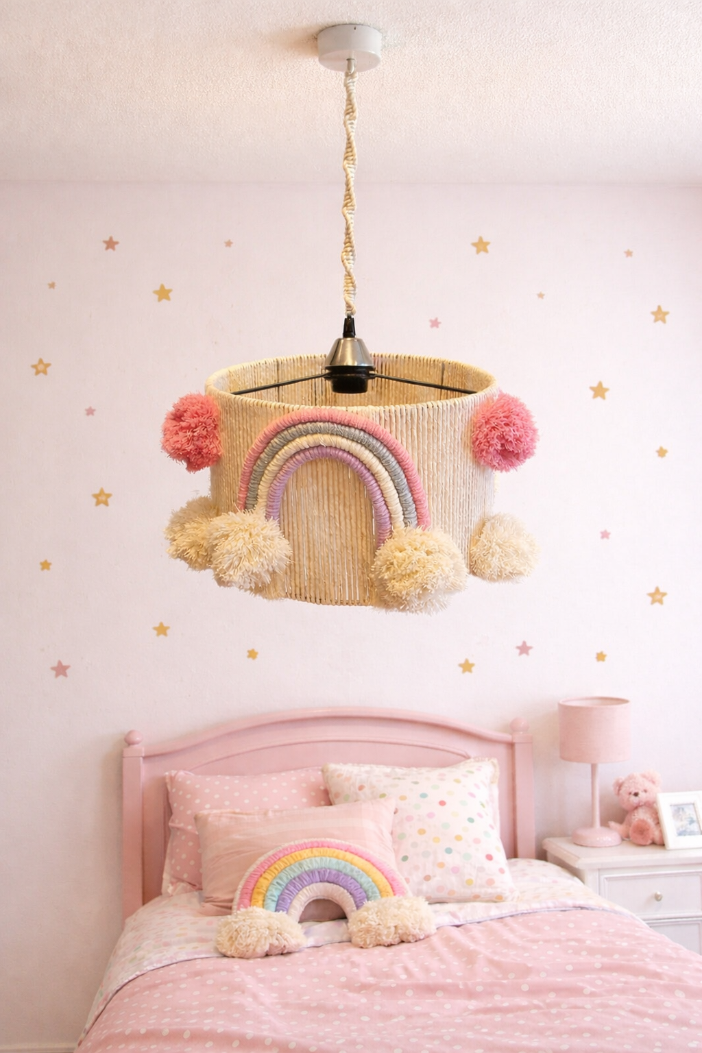 Rainbow Pom-Pom Ceiling Lamp