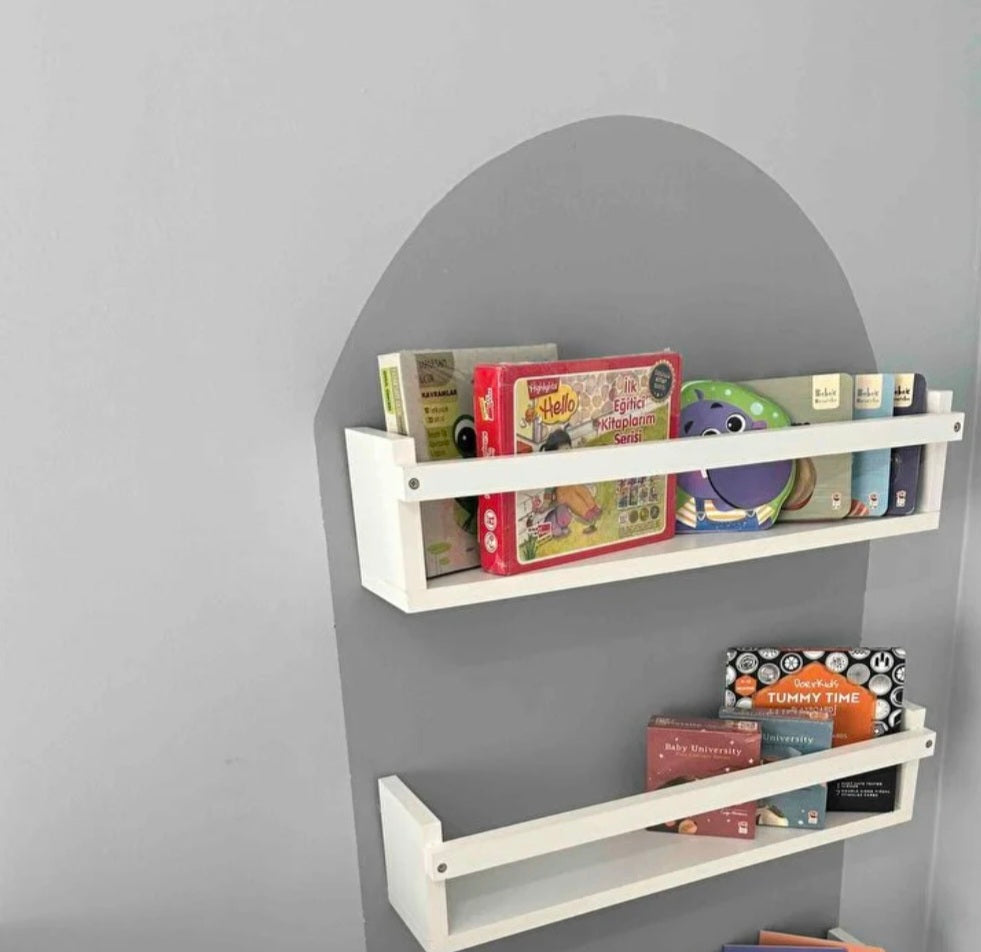 White bookshelves